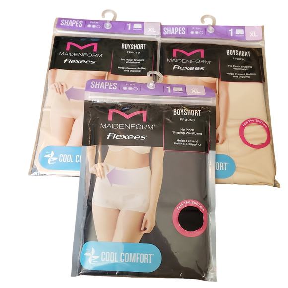 Maidenform Other - Maidenform Shapewear Bundle of 3 XL Boyshorts Cooling Shaper Bottoms Black & Tan